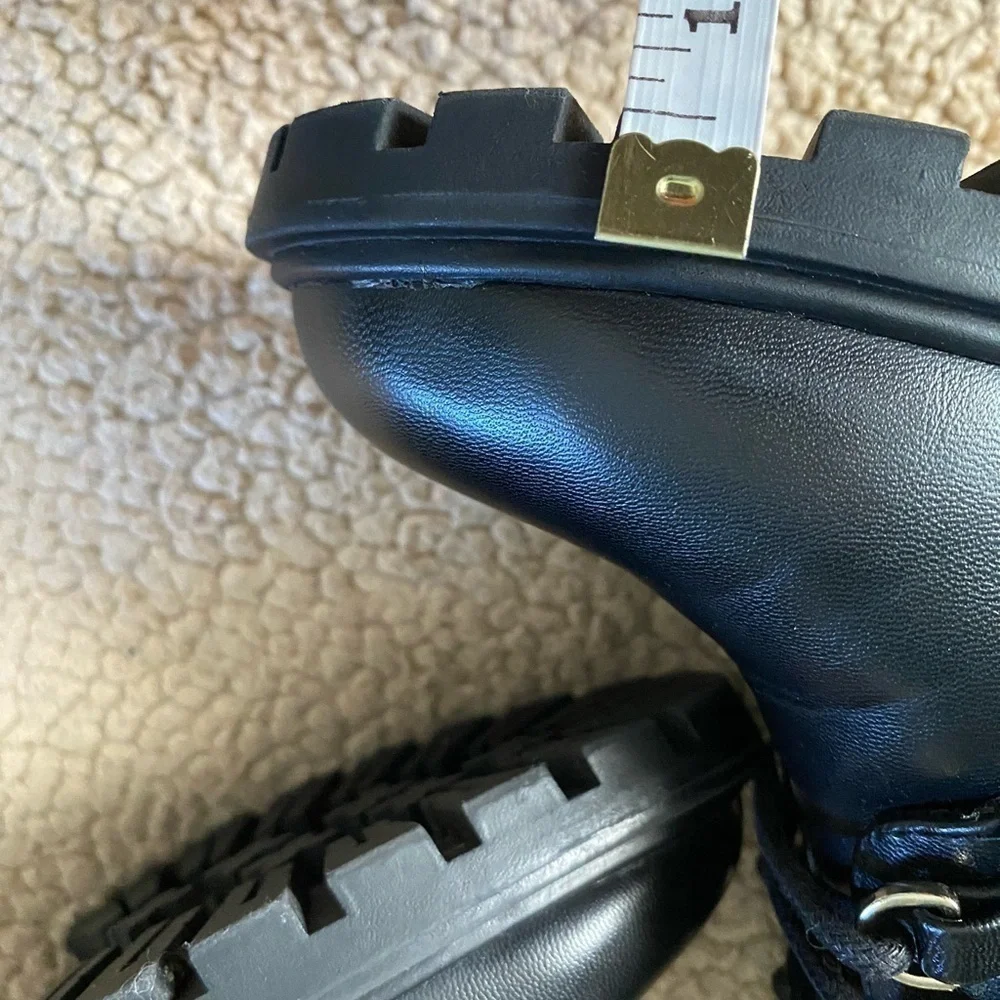Alfani Ankle Faux Leather Lace Up /Zip Black Boot Size: 8M